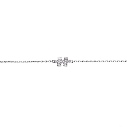 [BMP0002-NS-15cm] White Gold Mini Puzzle Diamond Chain Bracelet