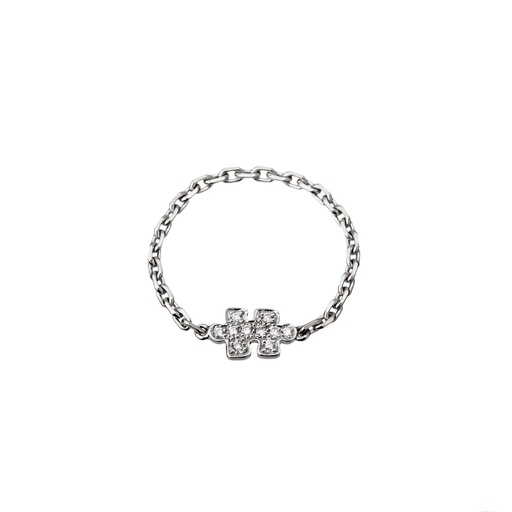 White Gold Mini Puzzle Diamond Chain Ring