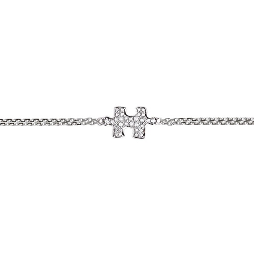 [BPZ0018-NS-15cm] White Gold Puzzle Diamond Chain Bracelet