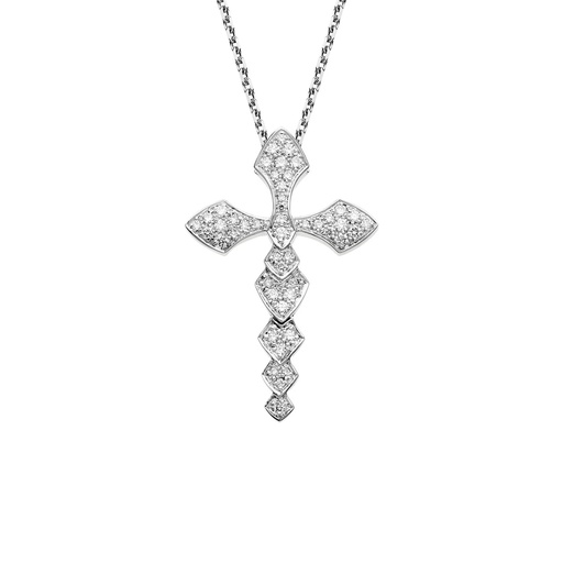 [PPY0017-NS] White Gold Python Diamond M Necklace