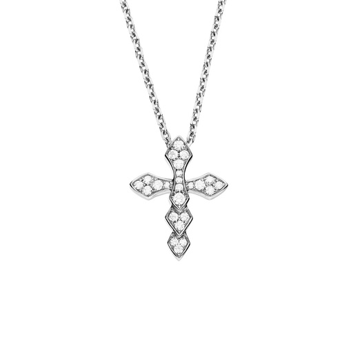 [PPY0018-NS] White Gold Python Diamond S Necklace