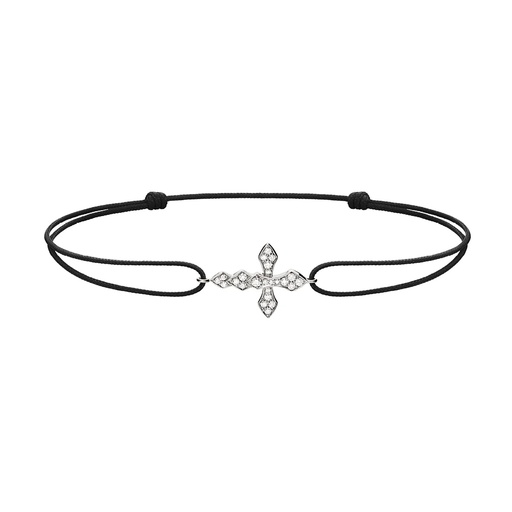 [BPY0019-NS-15cm] White Gold Python Diamonds Cord Bracelet