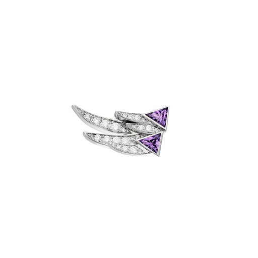 [ECR0013-NS] White Gold Spread Your Wings Amethyst Diamond Earring