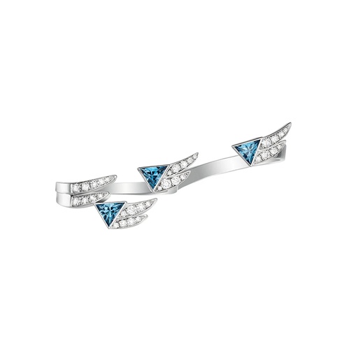 White Gold Spread Your Wings Topaz Diamond Double Ring