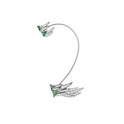 [ECR0006-NS] White Gold Spread Your Wings Tsavorite Diamond Earring