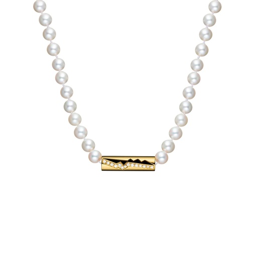 [PCA0036-NS] Yellow Gold Capture Amulet Pearls Necklace
