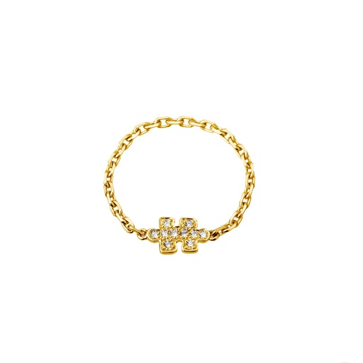 Yellow Gold Mini Puzzle Diamond Chain Ring