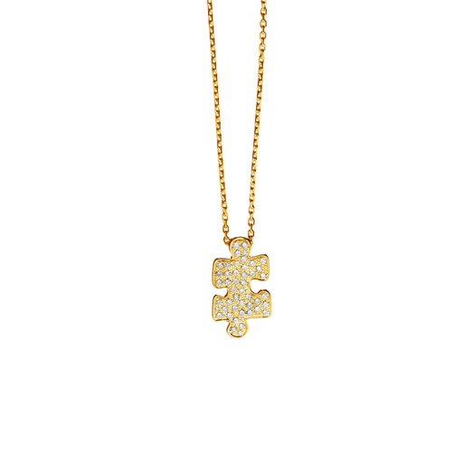 [PMP0016-NS] Yellow Gold Mini Puzzle Diamond Necklace