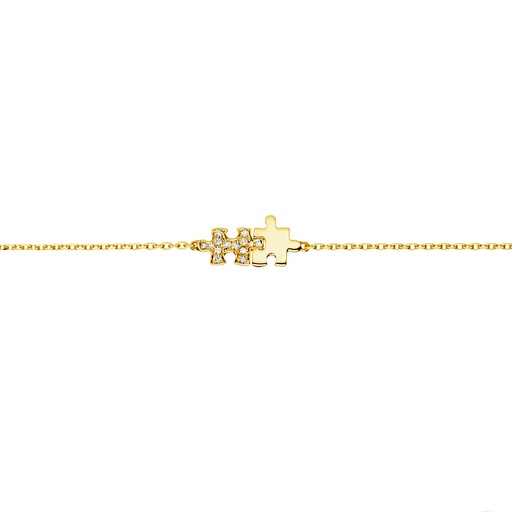 [BMP0010-NS-15cm] Yellow Gold Mini Puzzle Duo Diamond Chain Bracelet
