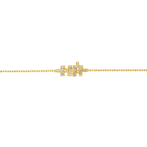 [BMP0012-NS-15cm] Yellow Gold Mini Puzzle Duo Diamond Chain Bracelet