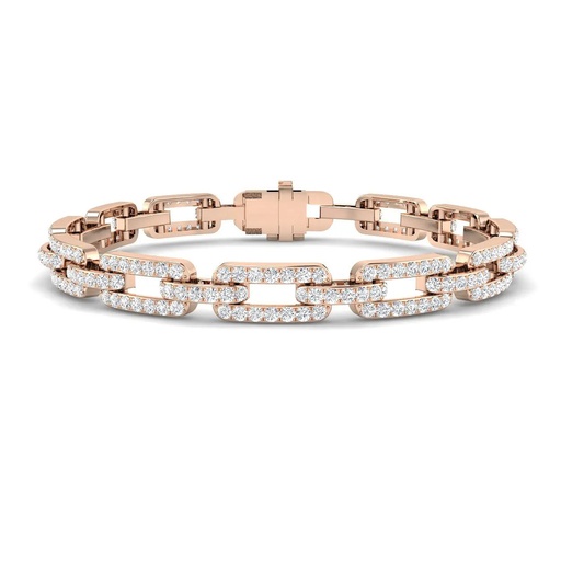 [SB2200(G)18-FVS2] 6mm Full Pave Diamond Flat Link Bracelet
