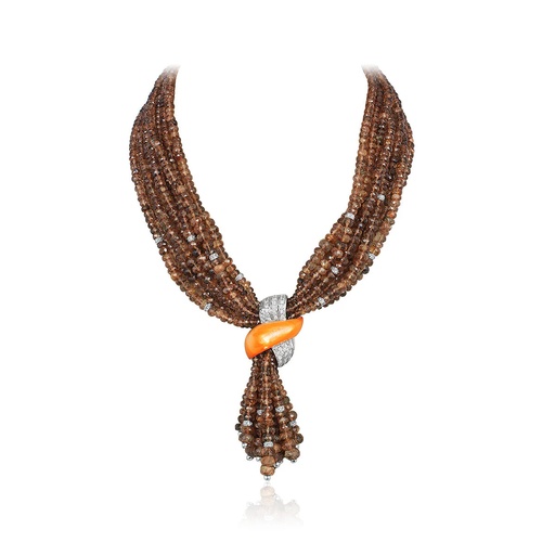 [N4401] White Gold & Garnet Alice Necklace