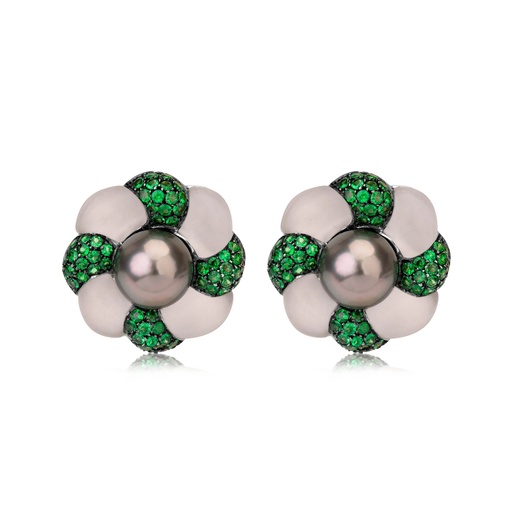 [E1351] Bella Donna Green Peony Earrings
