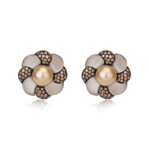 [E1350] Bella Donna Orange Peony Earrings