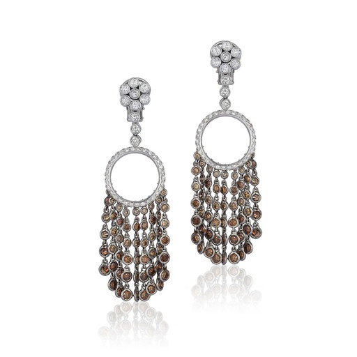 [E2679] Brown And White Diamond Earrings