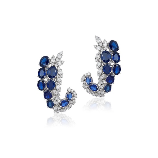 [E-CDZ191] Cielo Diamond And Sapphire Earrings