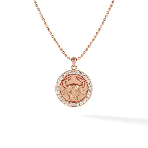 [ZODIAC.TAURUS.DIA.18K#16] Taurus Zodiac Pendant - Pave Diamond