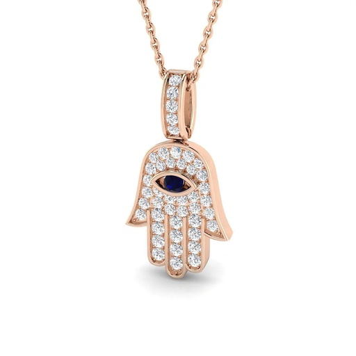 [BJP0134(BS-WG)18-1] Diamond & Sapphire Hamsa Pendant - 2cm