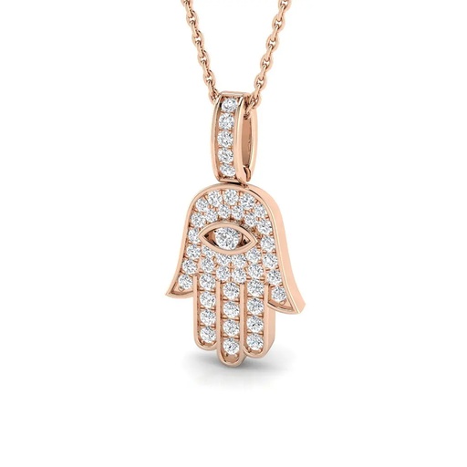 [BJP0134(WG)18-FVS2] Diamond Hamsa Pendant - 2cm
