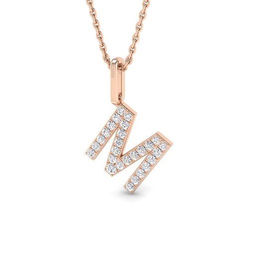[SP5171-M] Diamond Initial Pendant - M