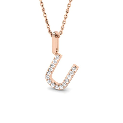 [SP5171-U] Diamond Initial Pendant - U