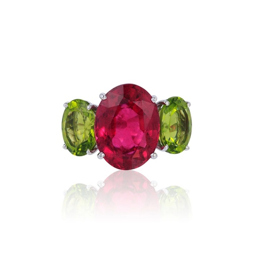 [R-CDZ234] Elettra Rubellite And Peridot Ring