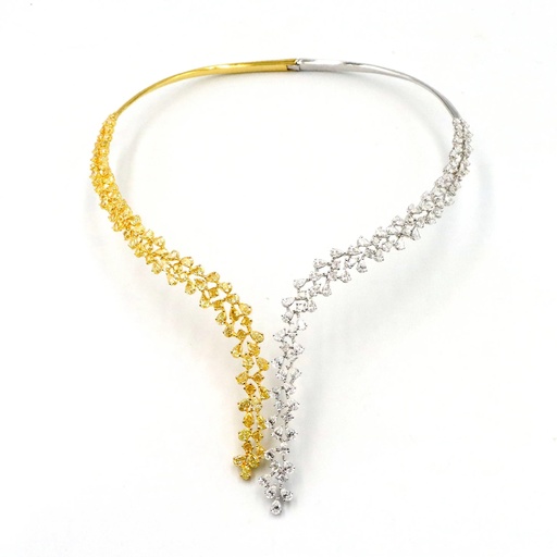 [FN-1965] Fancy Yellow & White Diamond Cocktail Necklace
