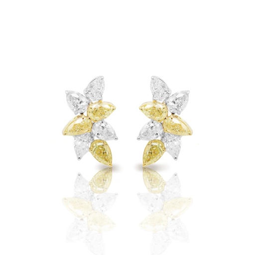 [FER-1842] Fancy Yellow & White Diamond Earrings