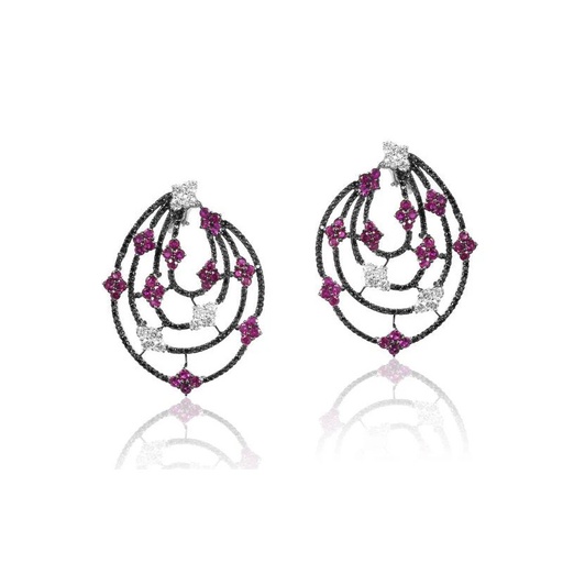 [E5876] Galassia Diamond And Ruby Earrings