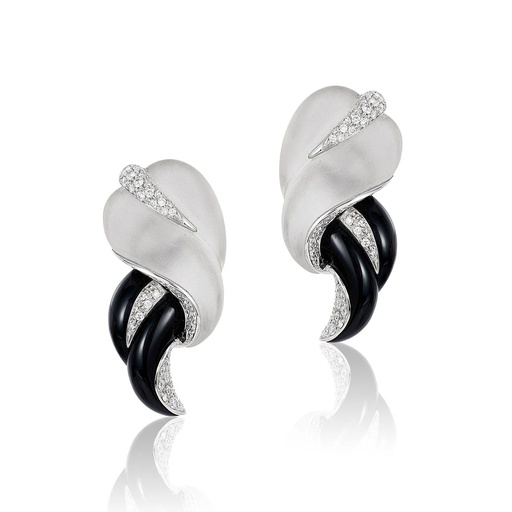 [E4329] Galassia Onyx And Crystal Earrings