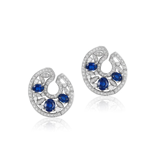 [E1885] Helena Sapphire And Diamond Earrings