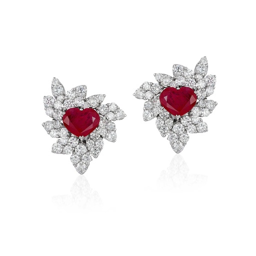 [E1623] Kira Heart Ruby Earrings