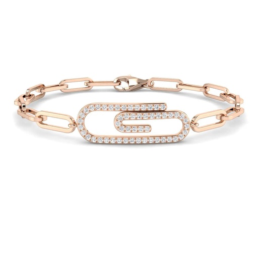 [SB2788(G)18-FVS2] Pave Diamond Paperclip Link Bracelet