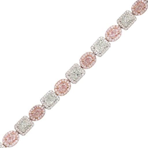 [FBR-1497.3] Pink & White Diamond Cocktail Bracelet