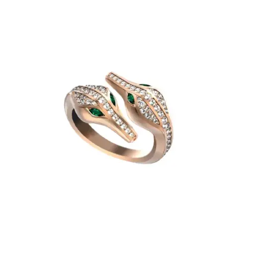 [CCC-R2H?F#189] The Caresse de Croco Double Head Full Pave Diamond Ring 