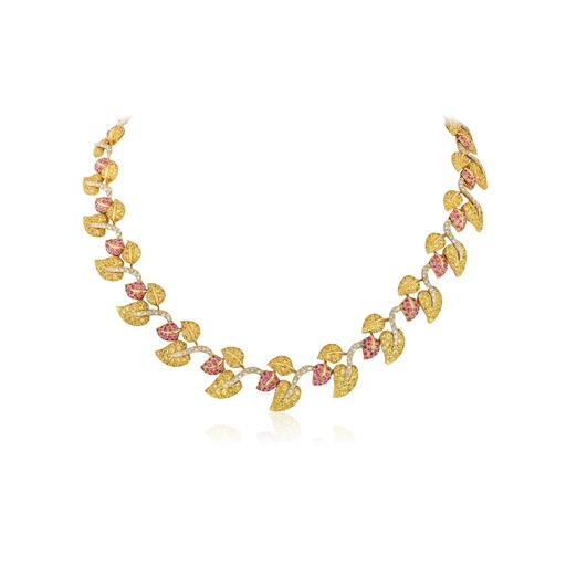[N4892] Primavera Golden Leaf Necklace