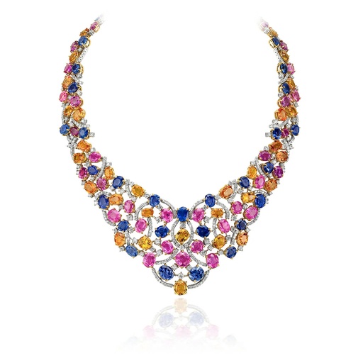 [N4825] Princessa Diamond And Sapphire Necklace