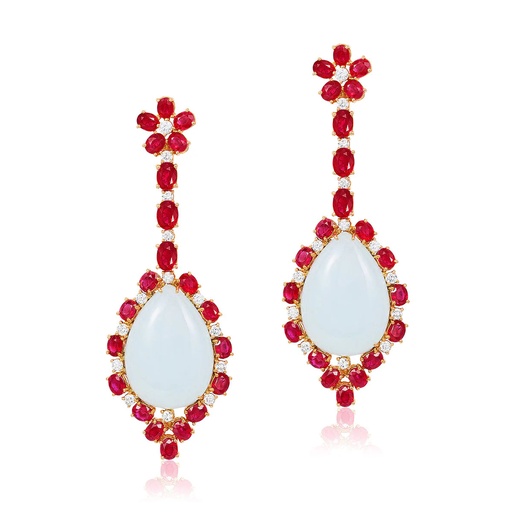 [E-HA91] Rose Gold Jhalia Jade Drop Earrings