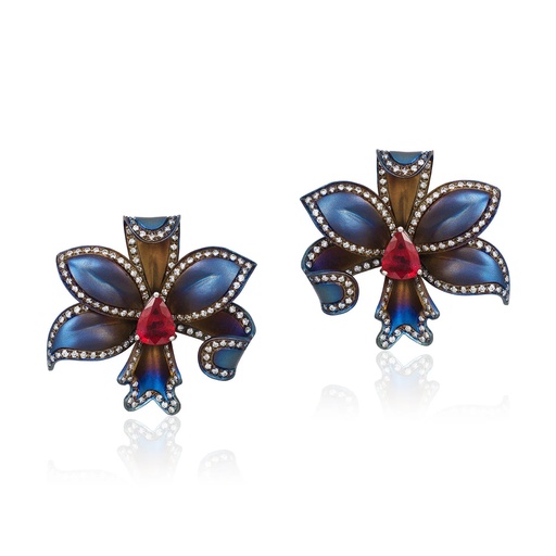 [E5080] Titanium Athena Flora Earrings