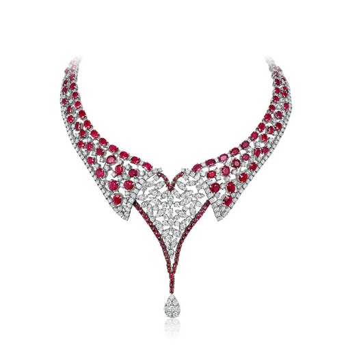 [N4337] Vivere Ruby Collar Necklace