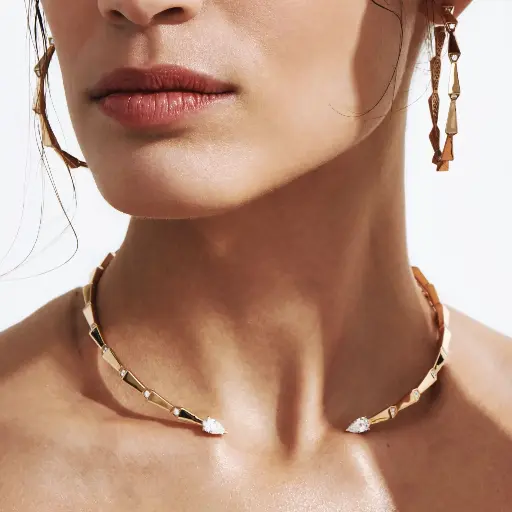 [CSP-O1R?LM1.4#208] Spike Open Light Pavé Diamond Choker