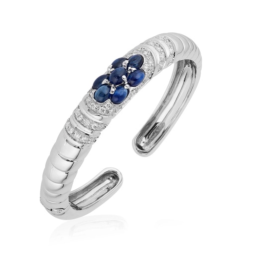 [B6027] White Gold Aine Six-Petal Bangle