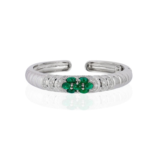 [B6028] White Gold Ainsly Six-Petal Bangle