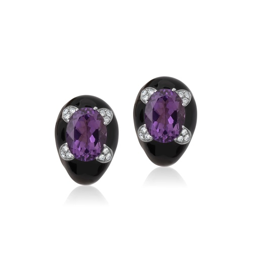 [E3155] White Gold Alda Amethyst Earrings