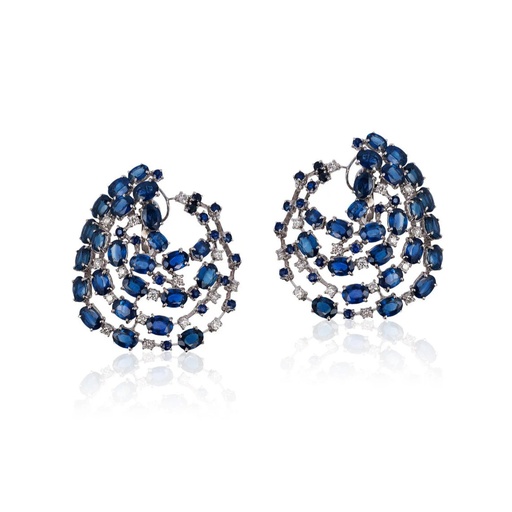 [E5912] White Gold Amal Sapphire Earrings