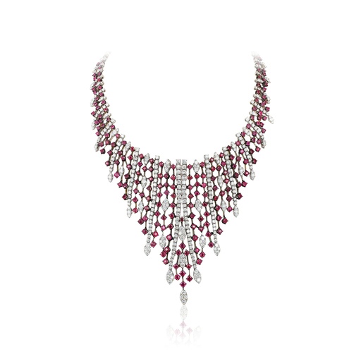 [N3985] White Gold Amóre Fantasy Collar Necklace