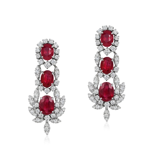 [E3956] White Gold Amore Triple Drop Earrings