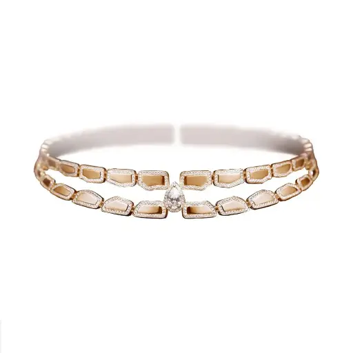 [CSK-O2R?LM07#210] Skin Double Row Light Pavé Diamond Choker