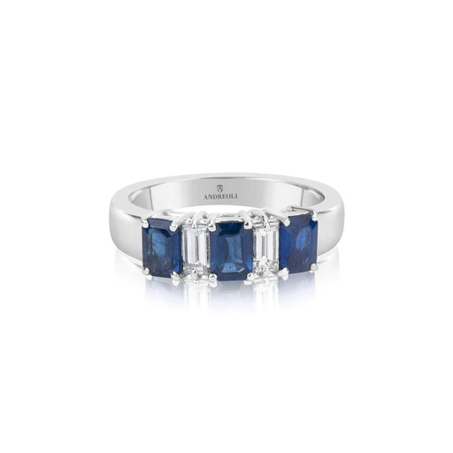 [R903] White Gold Blue Sapphire Diamond Ring