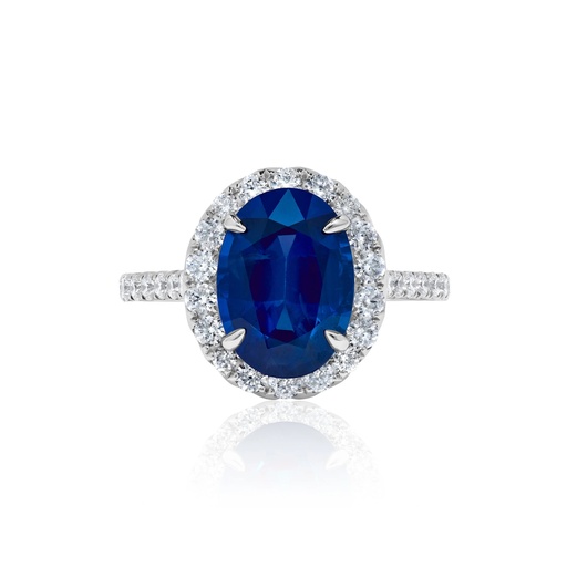 [R-EB12472] White Gold Blue Sapphire Ring
